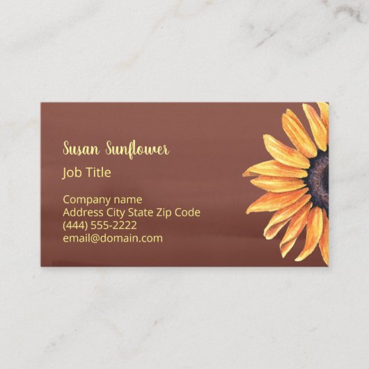 Zonnebloem Visitekaartje (Voorkant)