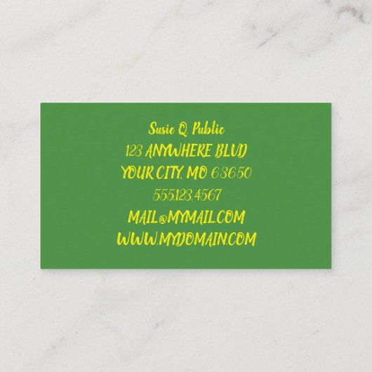 Zonnebloem Visitekaartje (Achterkant)