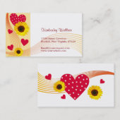 Zonnebloem visitekaartje van het rode hart (Voorkant / Achterkant)