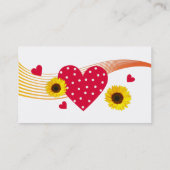 Zonnebloem visitekaartje van het rode hart (Achterkant)