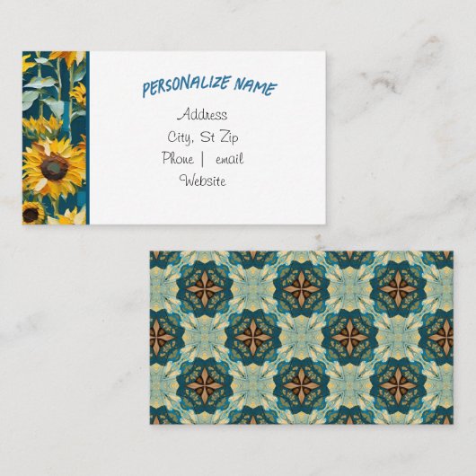 Zonnebloem visitekaartje, visitekaartje. visitekaartje (Voorkant / Achterkant)