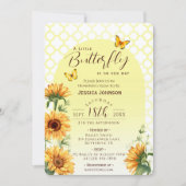 Zonnebloem Vlinder Baby Shower Kaart (Voorkant)