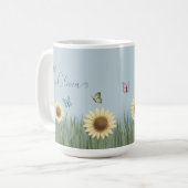 Zonnebloem Vlinder Bloem Koffiemok (Voorkant links)