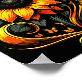 Zonnebloem Vlinder Bloem Natuur Kunst Poster (Hoek)