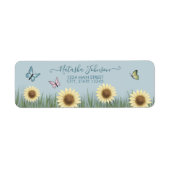 Zonnebloem Vlinder Bloemig Retouradres Label (Voorkant)