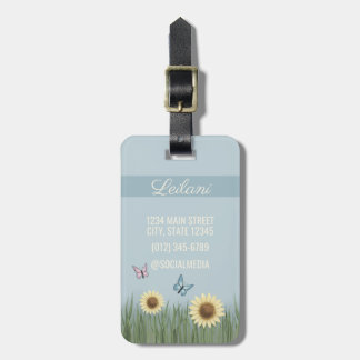 Zonnebloem Vlinder Bloemige Reis Bagage Label