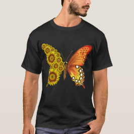 Zonnebloem vlinder bloemige vintage t-shirt