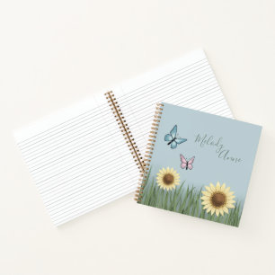 Zonnebloem Vlinder Bloemrijke Spiraal Notebook Notitieboek