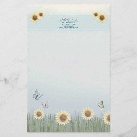 Zonnebloem Vlinder Bloemstation Papier (Voorkant)