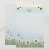 Zonnebloem Vlinder Bloemstation Papier (Voorkant / Achterkant)