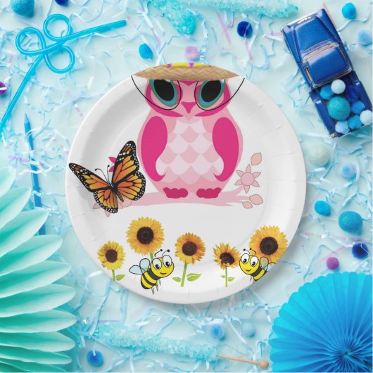 Zonnebloem Vlinder Bumblebee Uil Papier Borden Papieren Bordje (Feest)