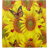 Zonnebloem vlinder dame bug douche gordijn (Voorkant)