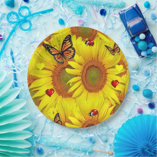 Zonnebloem vlinder dame bugPaper Borden Papieren Bordje (Feest)