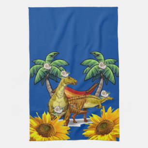 Zonnebloem Vlinder Dinosaurus Keukenhanddoek