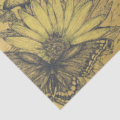 zonnebloem, vlinder, Frans Script Gold Tissuepapier (Detail)