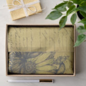 zonnebloem, vlinder, Frans Script Gold Tissuepapier (Geschenk)