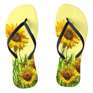 Zonnebloem Vlinder Gele Teenslippers