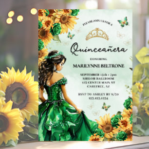 Zonnebloem Vlinder Groen Prinses Quinceañera Kaart