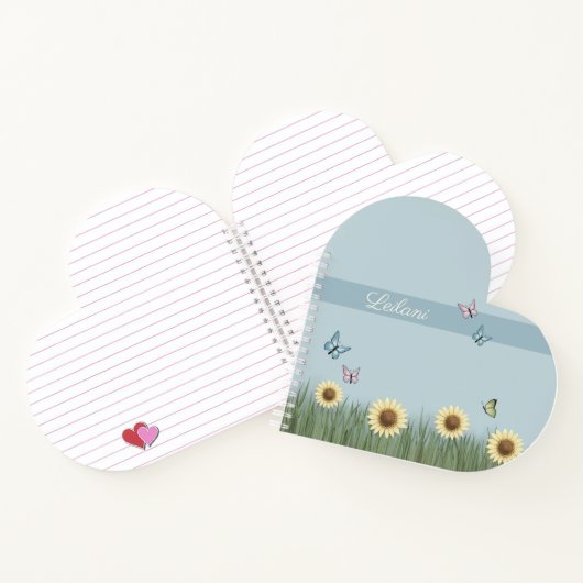 Zonnebloem Vlinder Hart Spiraal Notebook Notitieboek (Binnen)
