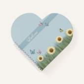 Zonnebloem Vlinder Hart Spiraal Notebook Notitieboek (Voorkant)