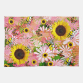 Zonnebloem Vlinder Hommeltje Keukenhanddoek (Horizontaal)