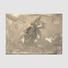Zonnebloem vlinder licht sepia  negatief tissuepapier