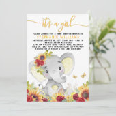 Zonnebloem vlinder olifant Baby shower Kaart (Staand voorkant)