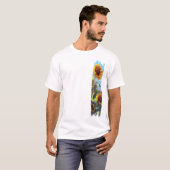 Zonnebloem & vlinder penseelstreekverf t-shirt (Voorkant volledig)