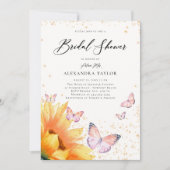 Zonnebloem Vlinder Roze Goud Rustiek Vrijgezellenf Kaart (Voorkant)