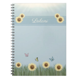 Zonnebloem Vlinder Tuin Spiraal Notebook Notitieboek
