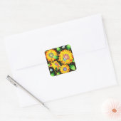Zonnebloem vlinder tuin vierkante sticker (Envelop)
