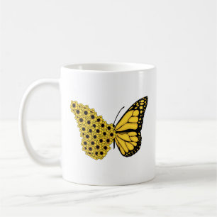 zonnebloem vlinder vintage vrouwen monarch koffiemok
