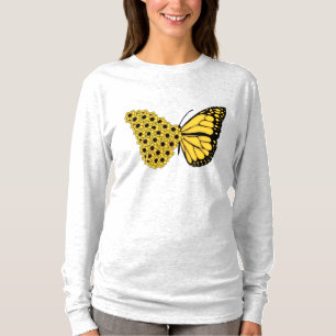 zonnebloem vlinder vintage vrouwen monarch T-shirt