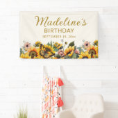 Zonnebloem Vlinder Vrouw Verjaardag Spandoek (Insitu)