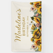 Zonnebloem Vlinder Vrouw Verjaardag Spandoek (Verticaal)
