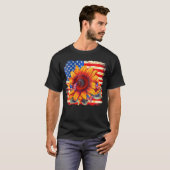 Zonnebloem Vlinder VS Vlag Amerika V-hals T-shirt (Voorkant volledig)