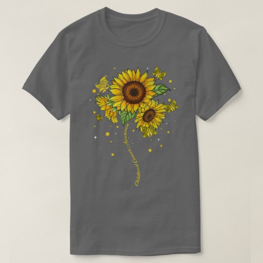 Zonnebloem-vlinderbloembol voor kinderkanker t-shirt (Design voorkant)