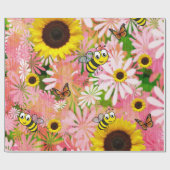 Zonnebloem Vlindermatte omslagpapier Cadeaupapier (Vlak)