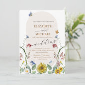 Zonnebloem vlinders champagneglas wilde bloem  kaart (Staand voorkant)