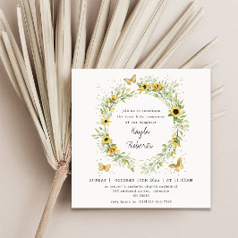 Zonnebloem & Vlinders Eerste Heilige Communie Kaart