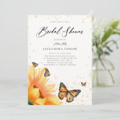 Zonnebloem Vlinders Goud Rustiek Vrijgezellenfeest Kaart (Staand voorkant)