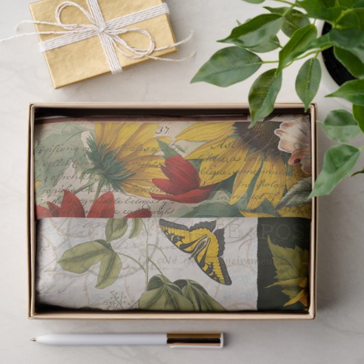  Zonnebloem Vlinderzaadpakket Ephemera Tissuepapier (Geschenk)