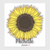 Zonnebloem voeg jouw namen toe sticker (Vel)