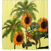 Zonnebloem vogel hommel douche gordijn (Voorkant)