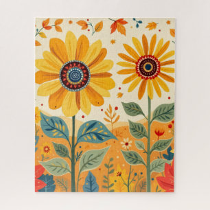 Zonnebloem Volkskunst Puzzel