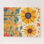 Zonnebloem Volkskunst Puzzel (Horizontaal)