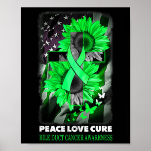 Zonnebloem voor bewustzijn van galwegkanker geneze poster