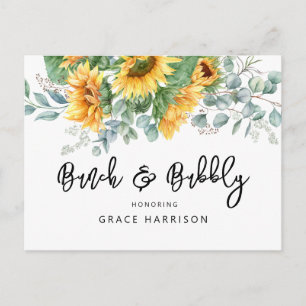 Zonnebloem voor bruch & Bubble Vrijgezellenfeest Uitnodiging Briefkaart