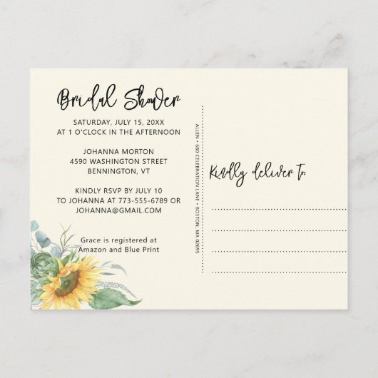 Zonnebloem voor bruch & Bubble Vrijgezellenfeest Uitnodiging Briefkaart (Achterkant)