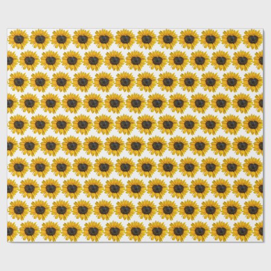 Zonnebloem voor hart op wit cadeaupapier (Vlak)